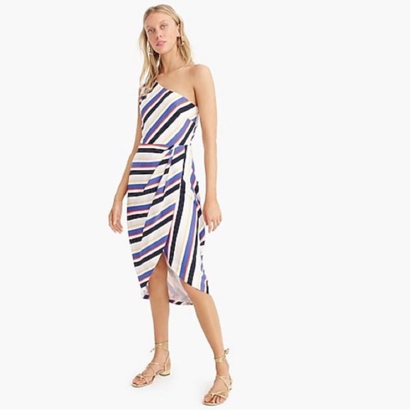 J. Crew Silk one-shoulder dress style L6388 Sz 0 NWT - Picture 3 of 7